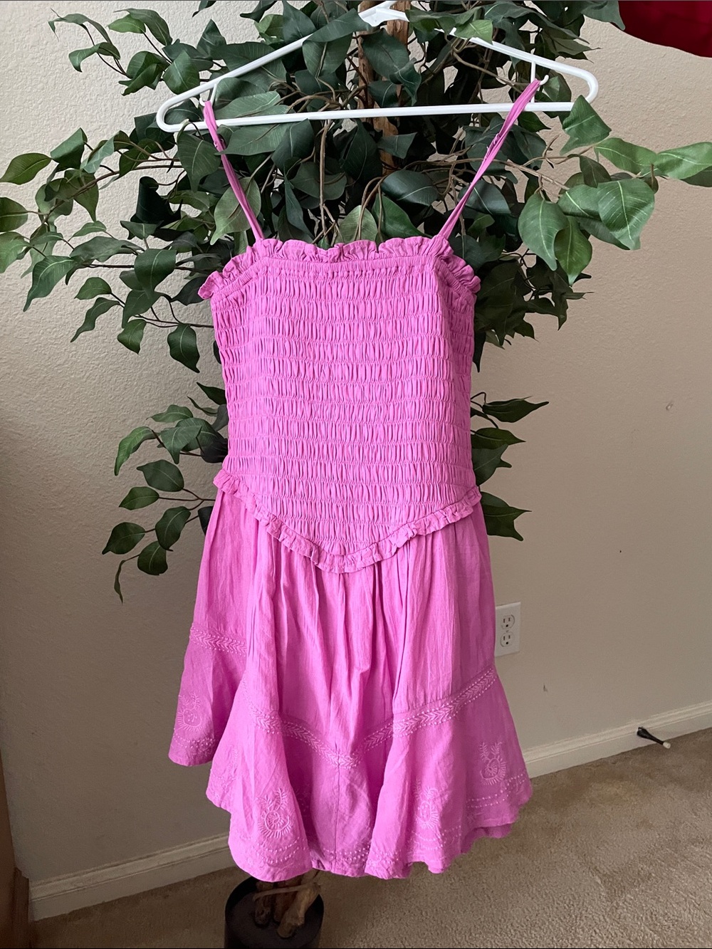 American Eagle Outfitters Pink Smocked Romper Dress